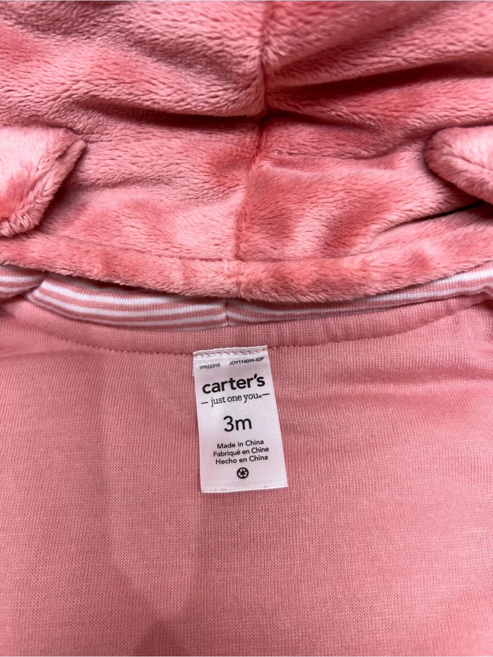 Carter's Dusty Pink Plush Hooded Baby One-Piece with Fox Footies